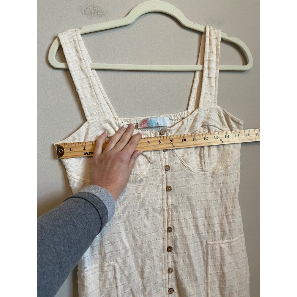 Free People FP Beach Lafeyette Cream Button Front Ribbed Midi Dress Medium - Picture 6 of 6